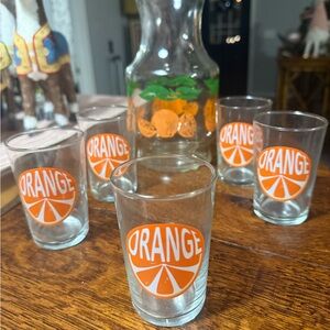 Vintage set of 5 Luminarc Orange Slice Juice glasses